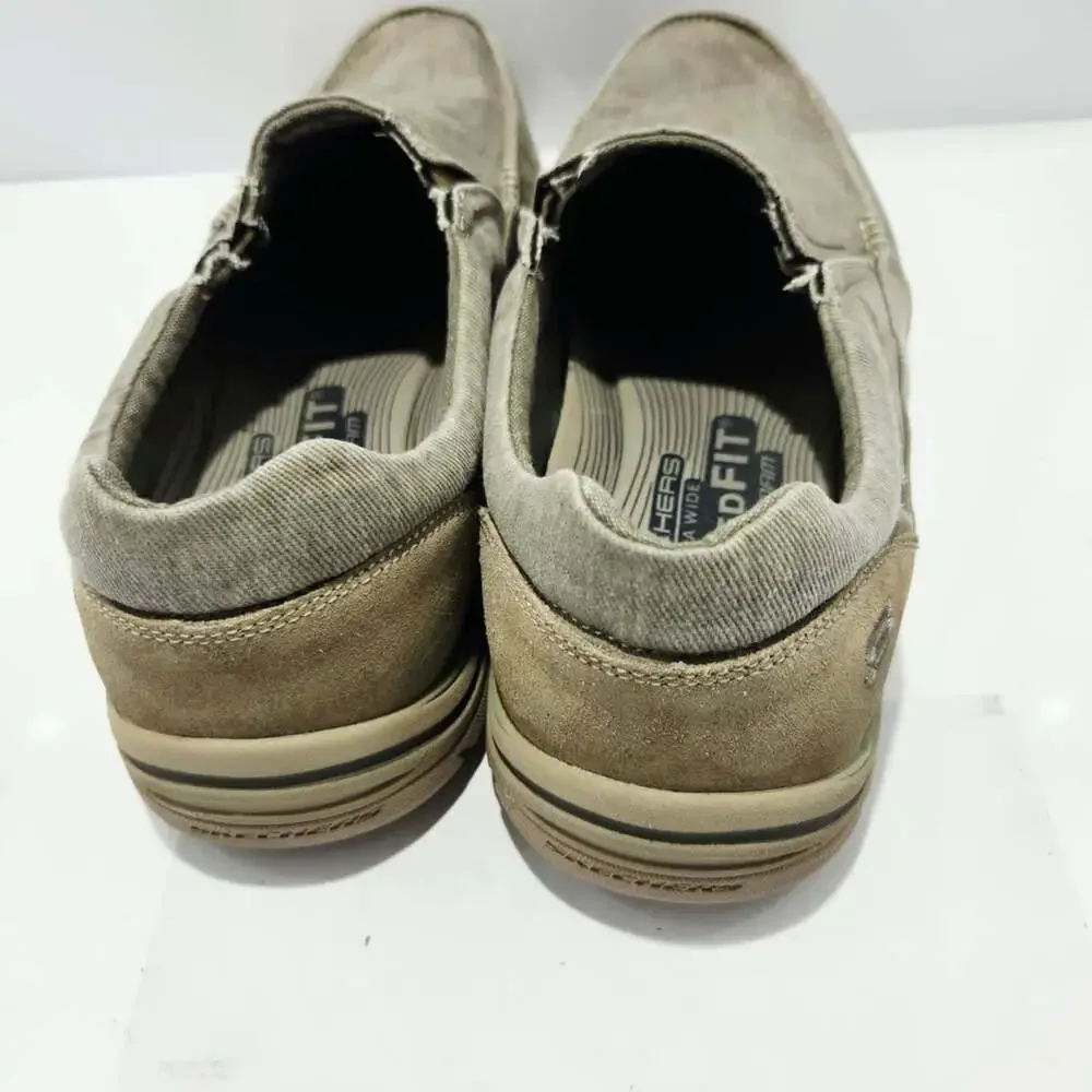 Skechers Expected Avillo Relaxed Fit Slip-On Shoes Size 14 Khaki Canvas